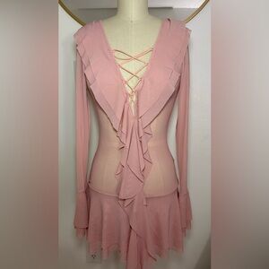 Pink Ruffled Long Sleeve Top